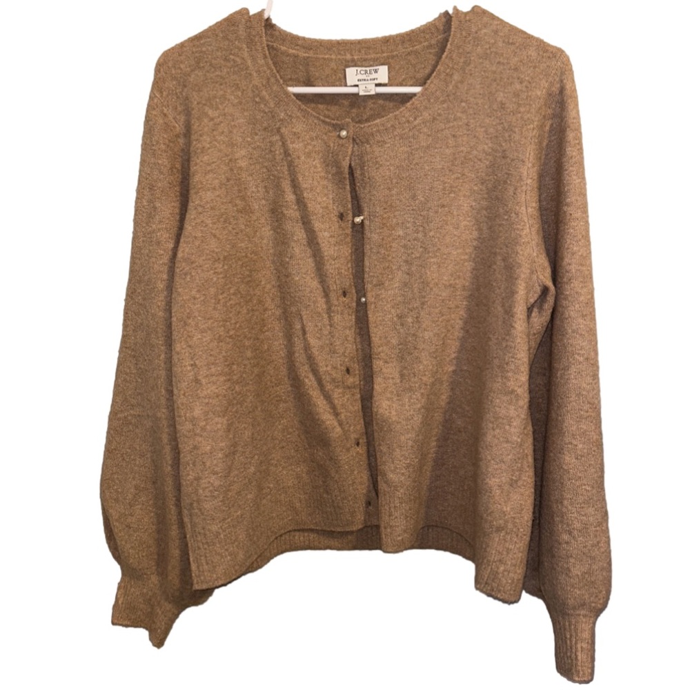 J. Crew Tan Button-Front Crewneck Cardigan